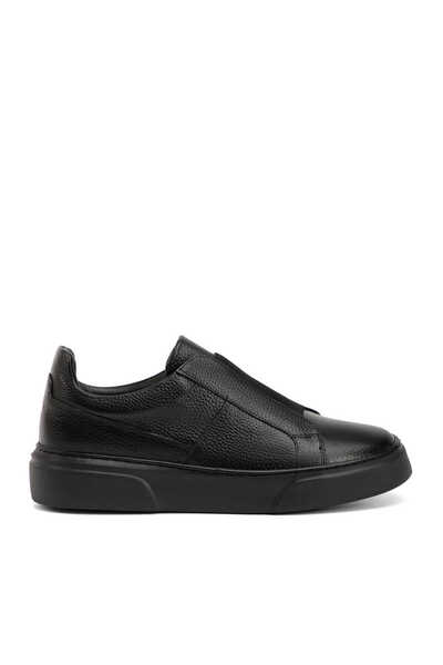 Tergan Siyah Hakiki Deri Erkek Sneaker - E4MEAY057783-A41
