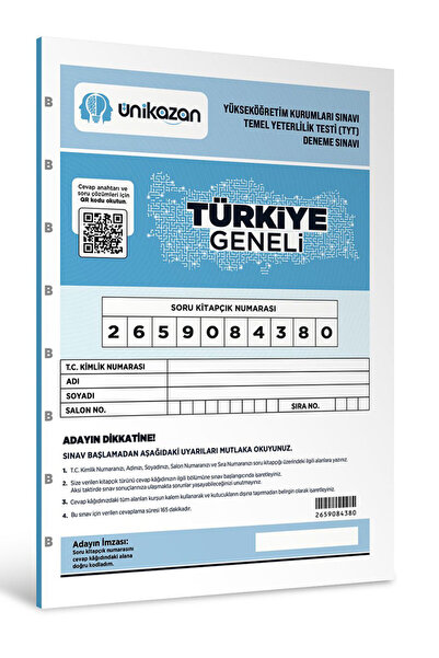 Marka Yayınları 2026 Model TYT Ünikazan Türkiye Geneli Deneme Sınavı Tamamı V...