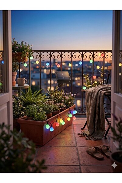 Genel Markalar 5 Metre 28 LED Top Güneş Enerjili Bahçe Aydınlatması – RGB Renkli