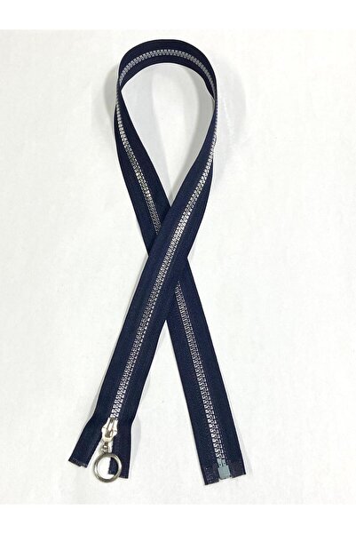 karantuhafiye Dark Navy Blue / Metallic Look Plastic Teeth / Coat Zipper / 80 cm