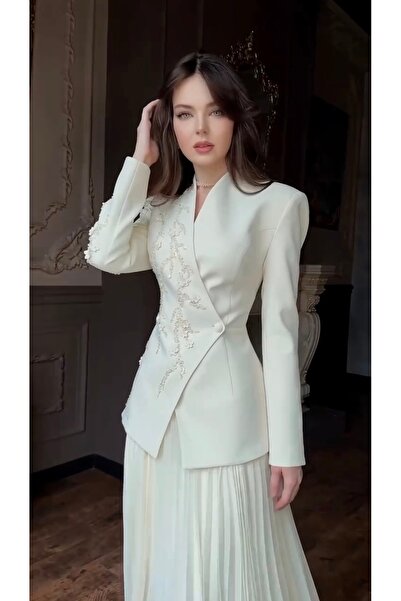 MODA تصميم خاص للموسم الجديد، سترة من قماش دابيل مطرزة بالأحجار، تنورة مبطنة ...