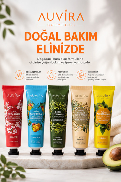 Auvira 5 Adet Meyve Özlü El Kremi – 5×30 ml
