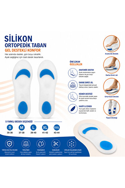 Onur Silikon Ortopedik Tabanlık Jel Destekli Anatomik Ayakkabı Tabanı Topuk D...