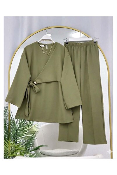 modasindoma Double-Breasted Tie-Up Double Suit Khaki