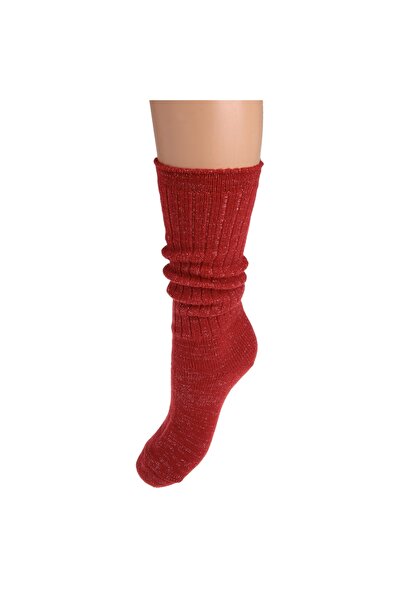 Zumzeria Red Women's Socks with Silver Lurex (36-41)