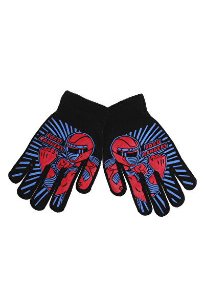 Zumzeria Black Blue Red Motorcycle Pattern Gloves for Kids 6-10 Years - 1 Pair
