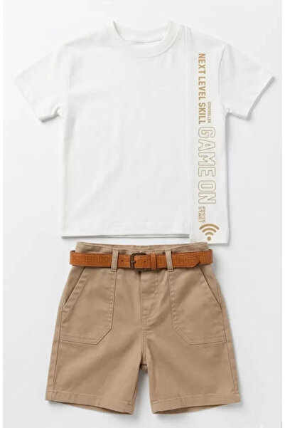 Veraura Lifestyle 2/5 Years Old Belted Shorts Stripe Print T-Shirt Kids Set