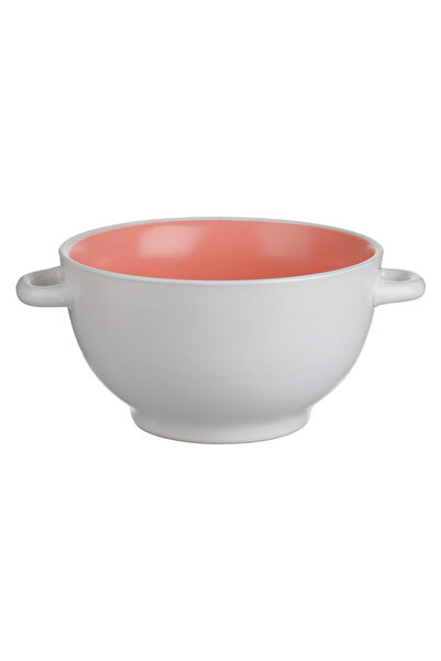 Zumzeria Coral Interior White Exterior Ceramic Soup Bowl 700ml
