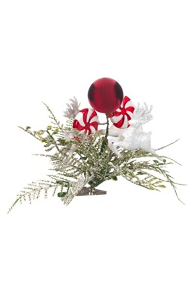 Zumzeria Christmas Decorative Flower with Clips Fern Branch Snowy Deer Lollip...