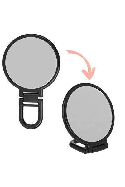 Zumzeria Black Round Pocket Mirror with Handle Ø9x15.5cm