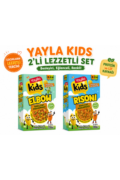 Yayla 🔥 Kids 2’li Avantajlı Makarna Seti | Elbow 250 gr + Risoni 300 gr Çocu...