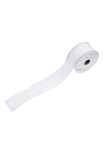 Zumzeria Panglică albă irizată pentru bradul de Crăciun - 5m x 38mm