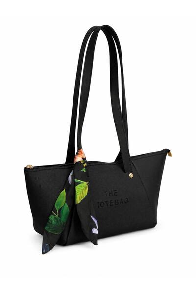 Güneş Kadın Mini Tote Bag Omuz Çantası Fular Detaylı Günlük Şık El ve Omuz Ça...