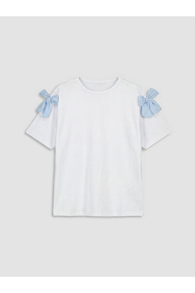 LC Waikiki Crew Neck Bow Detailed Girl's T-Shirt