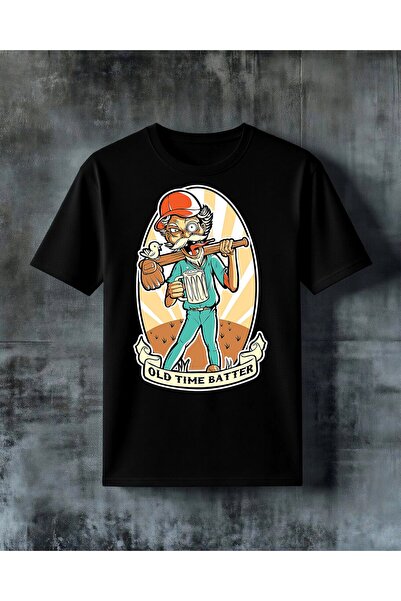 COMVİCHO Old Time Batter Baseball Printed Oversize T-Shirt