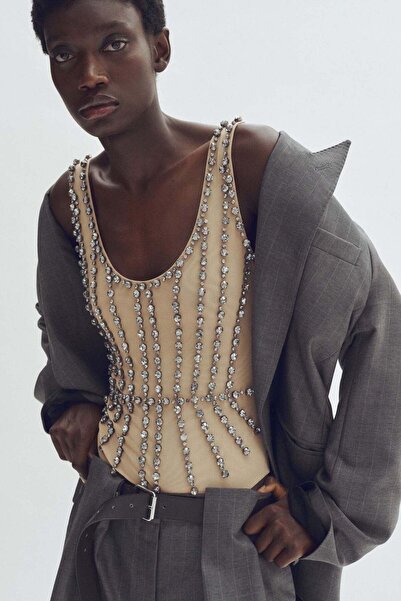 H&M Crystal-embellished mesh body