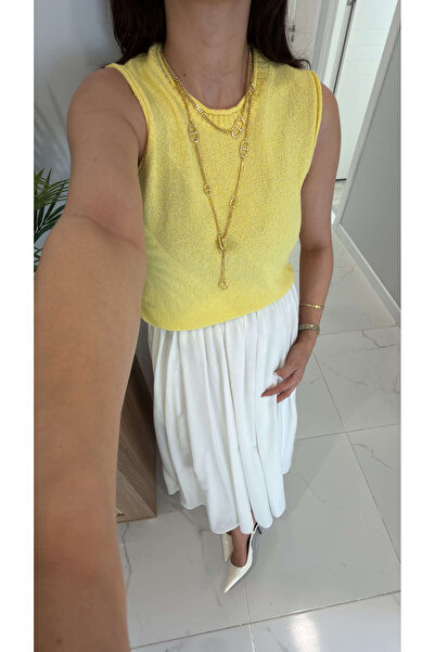 BİRCANÇİL Fitta Yellow Sleeveless Knitwear