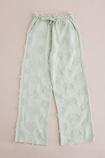 Fulla Moda Pantaloni Palazzo pentru fete cu elastic în talie și ciucuri