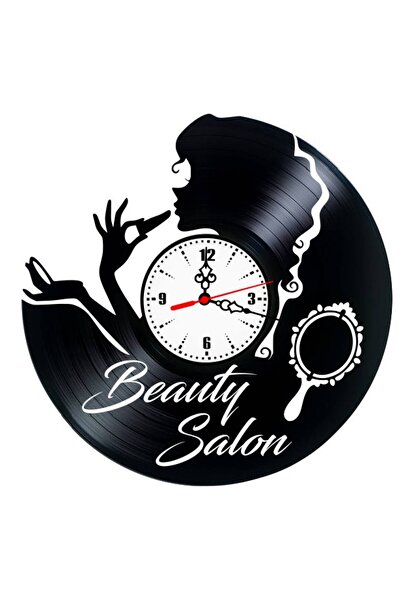 OEM Vinyl Record Wall Clock, Beauty Salon Theme, Elegant Design with Female S...