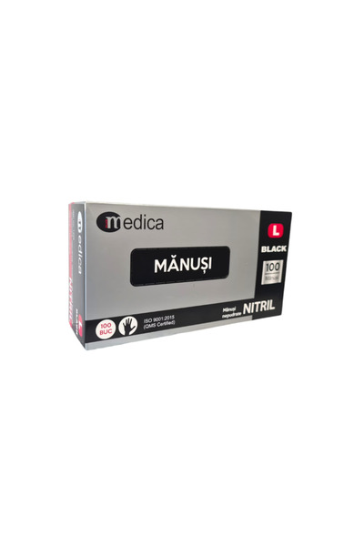 MEDICA Set of 100 Nitrile gloves L, black-Oti