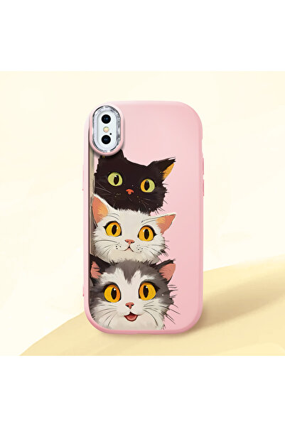 SLIMFELT iPhone XS Max Uyumlu Sade Kedi Desenli Sıvı Silikon Kılıf, Tam Korum...