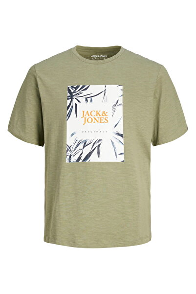 Jack & Jones Men's Chest Printed Crew Neck T-Shirt - Crayon