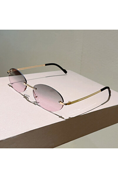 Choice1 as picture shows grey pink KAMMPT Rimless Oval Sunglasses Men Fashion...