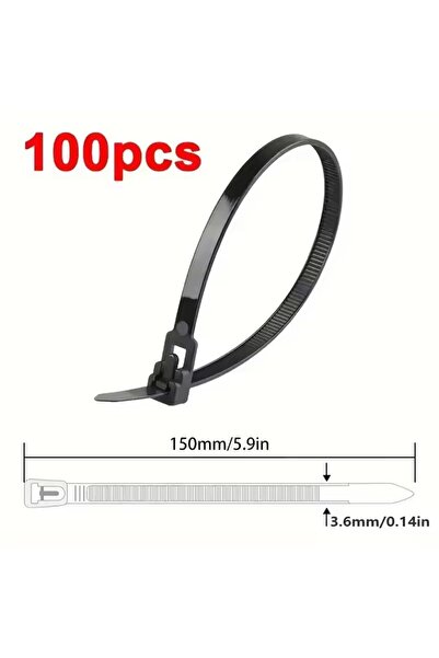Choice1 100pcs black 100PCS Reusable Self-Locking Nylon Cord Ties SecureFaste...