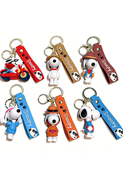 Choice Bandai 6pcs 1/2/6pcs Snoopy Multi-Style 3D Silicone Keychain Set Cute ...