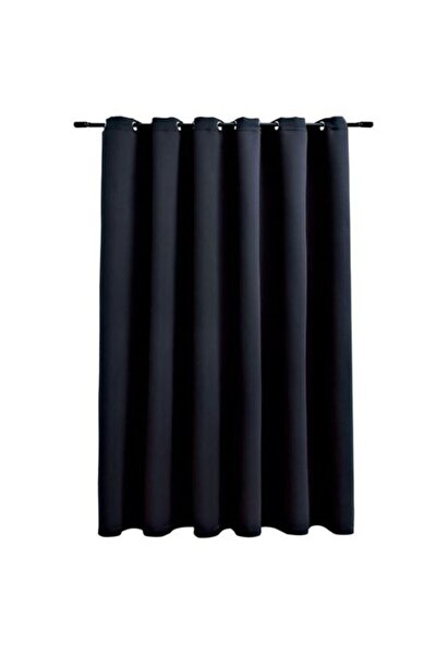 BlackOut curtain with metal rings, black, 260 x 245 cm