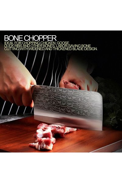Vitakit Professional Kitchen Knife Set Damascus Pattern High Carbon Steel Sharp Chef Knives Color Wood Handle Forged Butcher Cleaver Slicing Utility Knife Scissors for Household Cooking