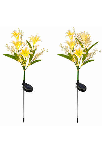 LILY Set de 2 lămpi solare LED galbene, stil CRIN, pentru iluminat decorativ ...