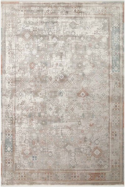 Cool Halı Hisar Gri Viskon Halı Etnik Desenli Pastel Ton Soft Bohem Vintage K...