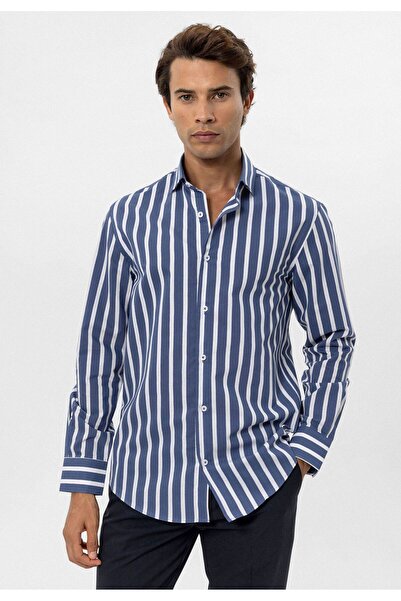 S13 Store Slim Fit Çizgili Erkek Gömlek