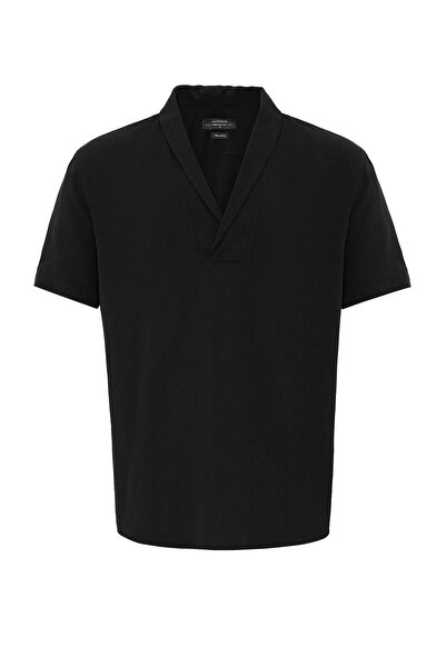 S13 Store Relax Fit Shawl Collar Short Sleeve Men's Shirt