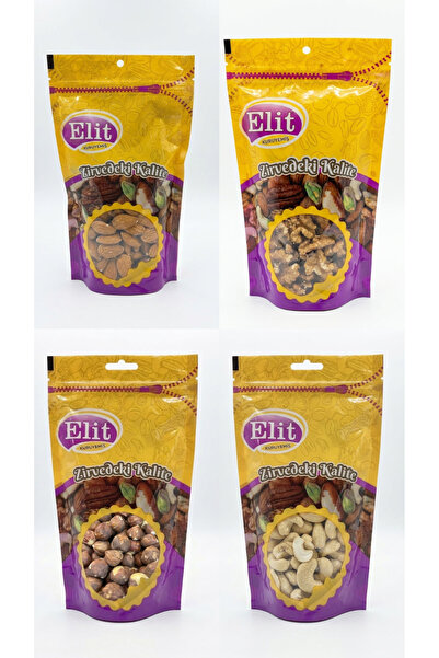 Elit Kuruyemiş 4*100Gr | ÇİĞ | 3Al2Öde | Kaju | Badem | Fındık | Ceviz | Gazi...