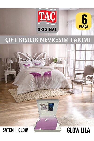Taç GLOW LILA SATEN NEVRESİM TAKIMI ÇİFT KİŞİLİK