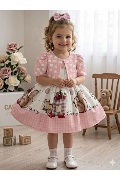 JC Pink Girl's Dress with Jacket and Hair Clip