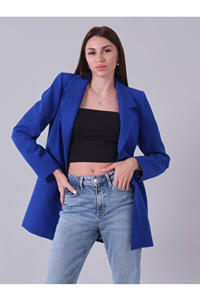 Feminist Zebra Astar Detaylı Krep Blazer Ceket Saks 01051201