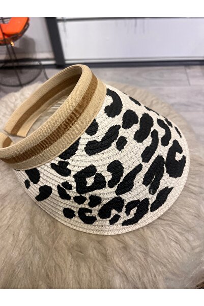 gozdeasutayaccessory White Leopard Visor Hat