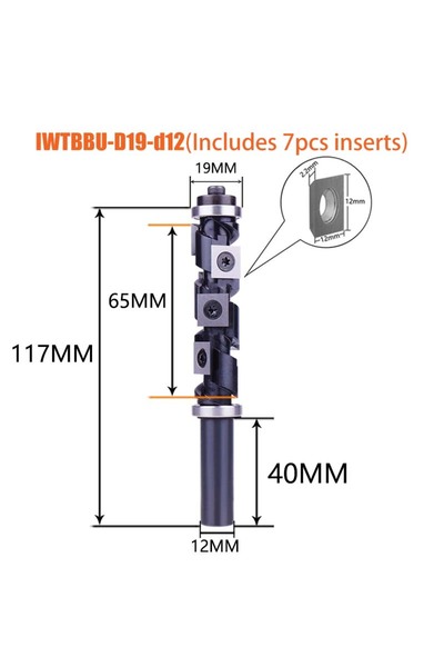 Choice IWTBBU-D19-d12 Dreanique 1pc Carbide Insert Flush Trim with Top&Bottom...
