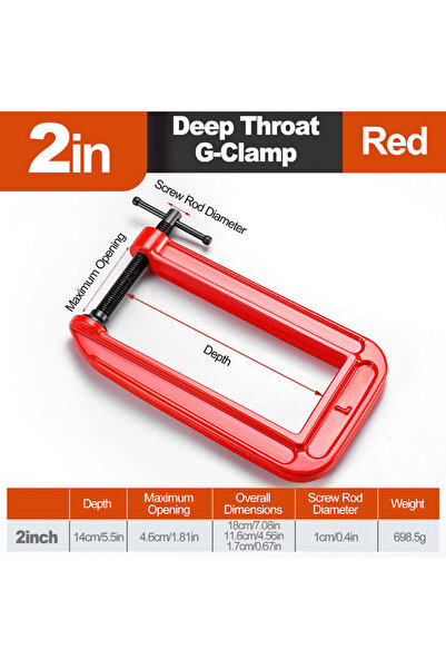 Choice L G Clamp Deep Reach C Clamp,4 Inch C-Clamp Set, Heavy Duty Steel C Cl...