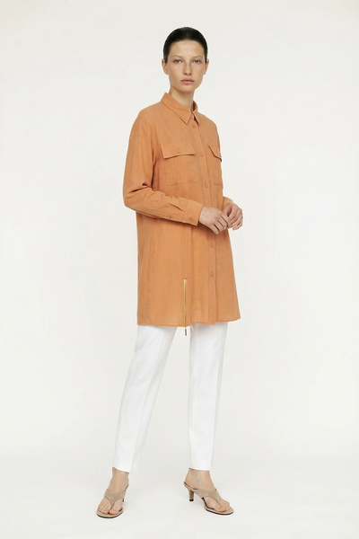 Zühre Orange Tunic with Flap Pockets and Button Detail 1655