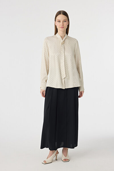 Zühre Elegant Stone Shirt with Textured Scarf Detail 0143