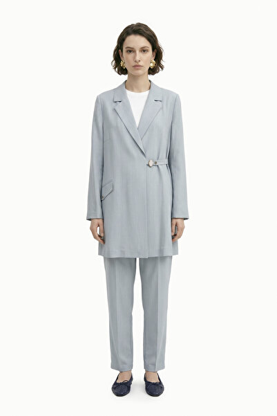 Zühre Blazer Collar Accessory Detailed Suit Gray/Blue Suit 1952