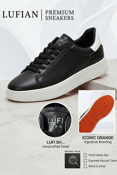 Lufian Pantofi sport pentru bărbați, negru/alb, din piele naturală - Pantofi ...
