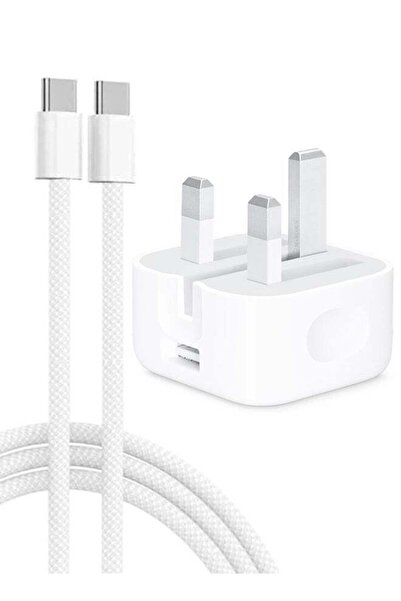CATANES شاحن سريع USB-C PD بقوة 20 واط مع كابل مجدول من النوع C إلى النوع C ب...