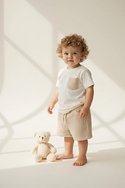 The Nest Kids Sage Daily Linen Organic Shorts Set