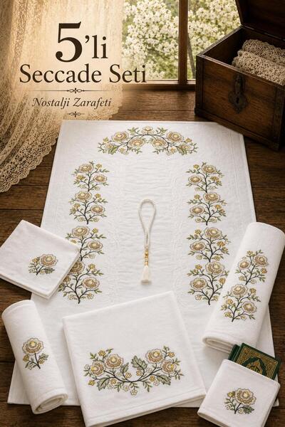 Hig Store 5’li Kaneviçe Seccade Gelin Damat Çeyizlik Hediyelik Bohça