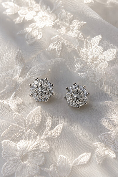 BARLİZ Women's Premium Elegant Zircon Stone Shiny Earrings
